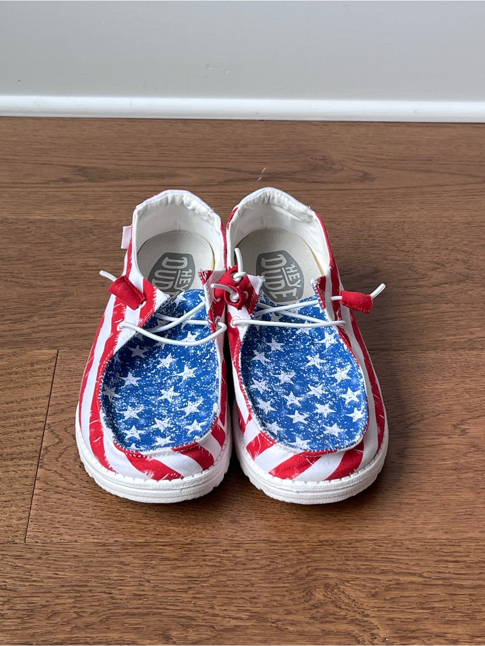 Hey Dude Wendy Patriotic Star Spangled Sneaker Shoes Women Size 11 Comfy Casual